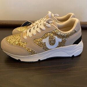 True Religion Gold Glitter Sneakers - NEVER WORN